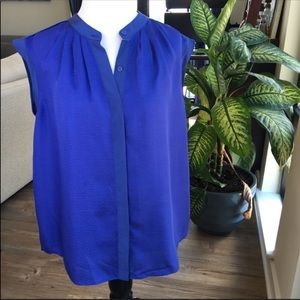 100% Silk Blouse Top Rebecca Taylor Brand - Navy Blue!  GUC!